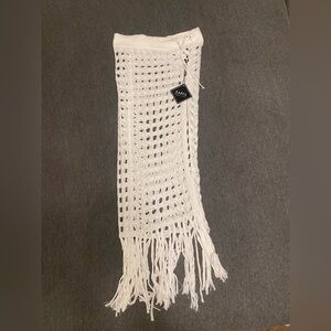 NWT Zaful White Crochet Fringe Skirt